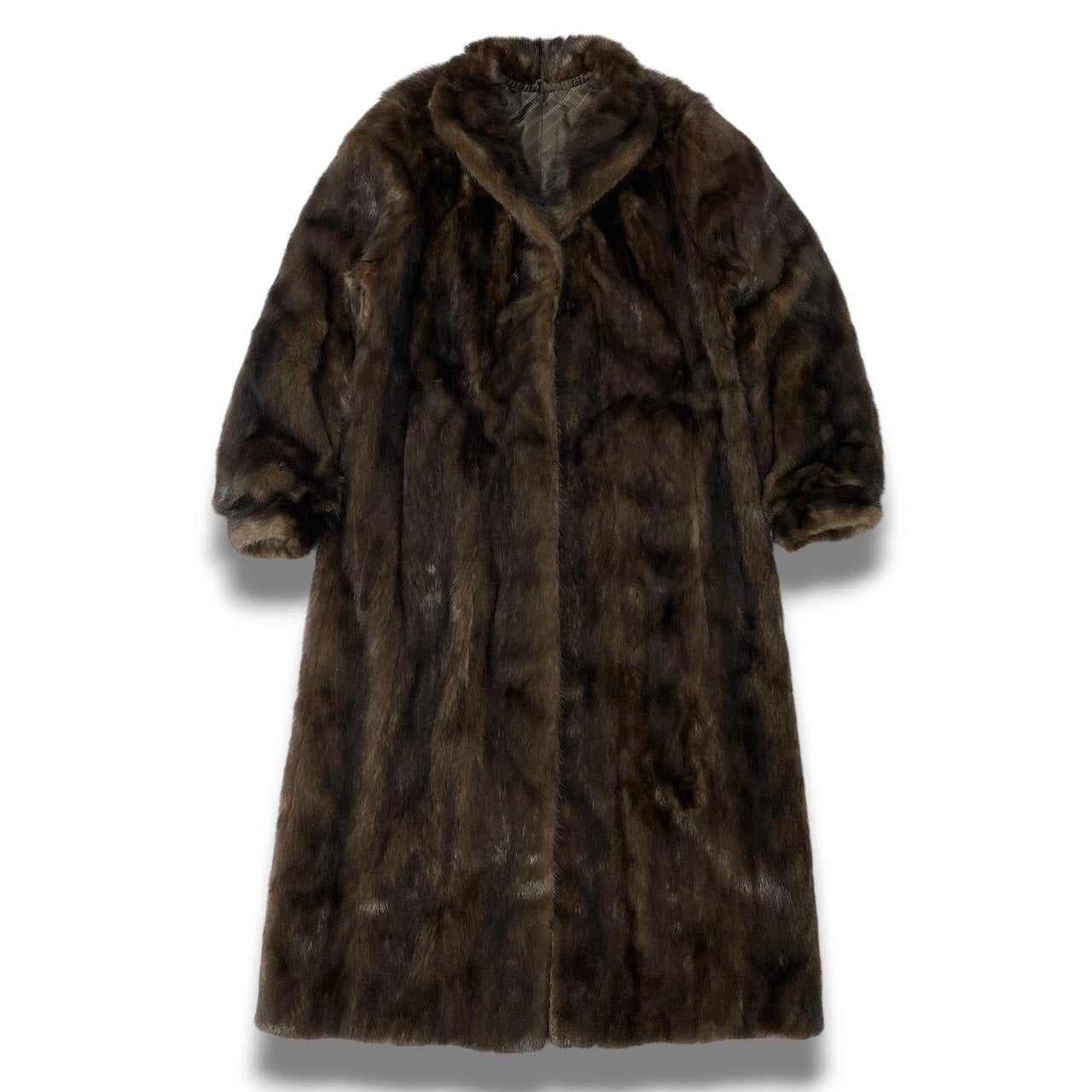 47c18 超ロング デミバフミンク ファーコート 丈120cm サイズ11 ブラウン 本毛皮 Mink Fur Super Long Coatt18r