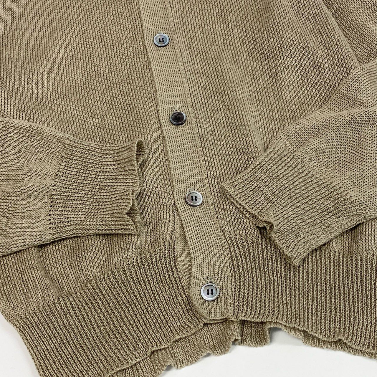 28b20 COMME des GARCONS HOMME コムデギャルソンオム 1994 田中オム サマーニットカーディガン トップス 表記無し ベージュ リネン 90su02t