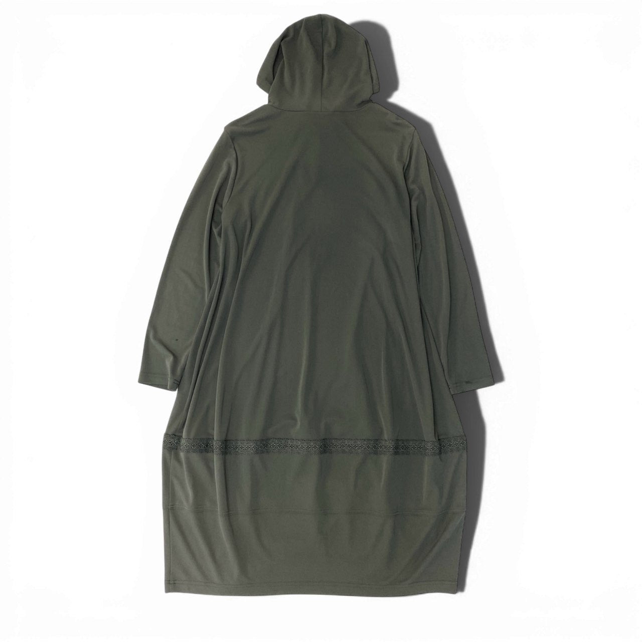 5c10 TOKUKO 1er VOL トクコプルミエヴォル フーデット ロングワンピース 長袖 花柄 ビッグプリント レース装飾 レディース 女性服 サイズ9 グレーu02t