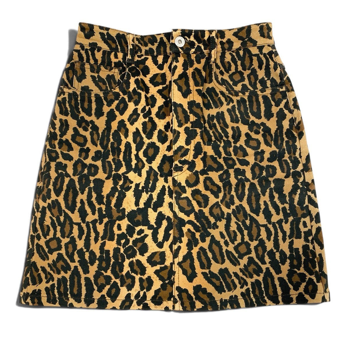 Ai3 【美品】 miu miu ミュウミュウ レオパード柄 ミニスカート キャットビジュー サイズ36 ブラウン系 レディースk02i