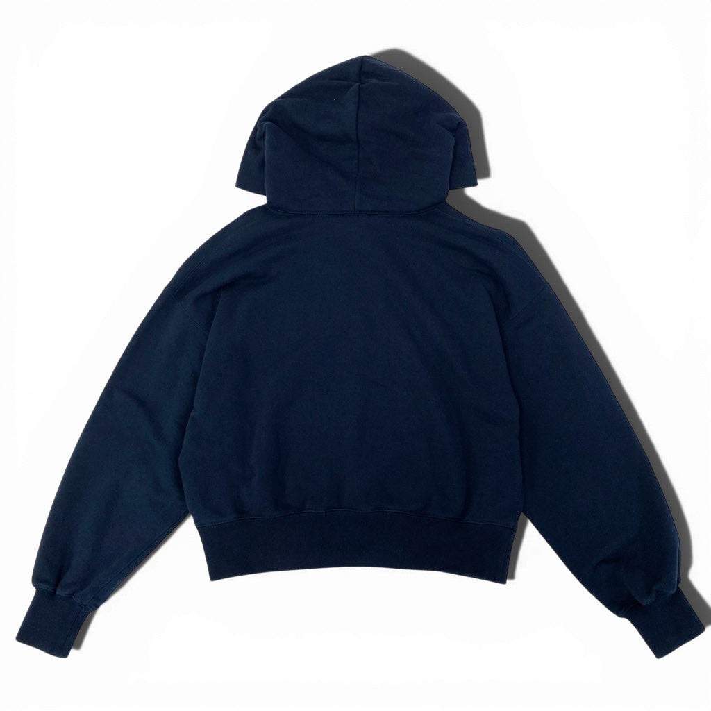 29a9 GUCCI グッチ コットンジャージー フーデット スウェットパーカー 長袖 胸元ロゴ刺繍 レディース 女性用 XS ネイビー コットン100％o07t