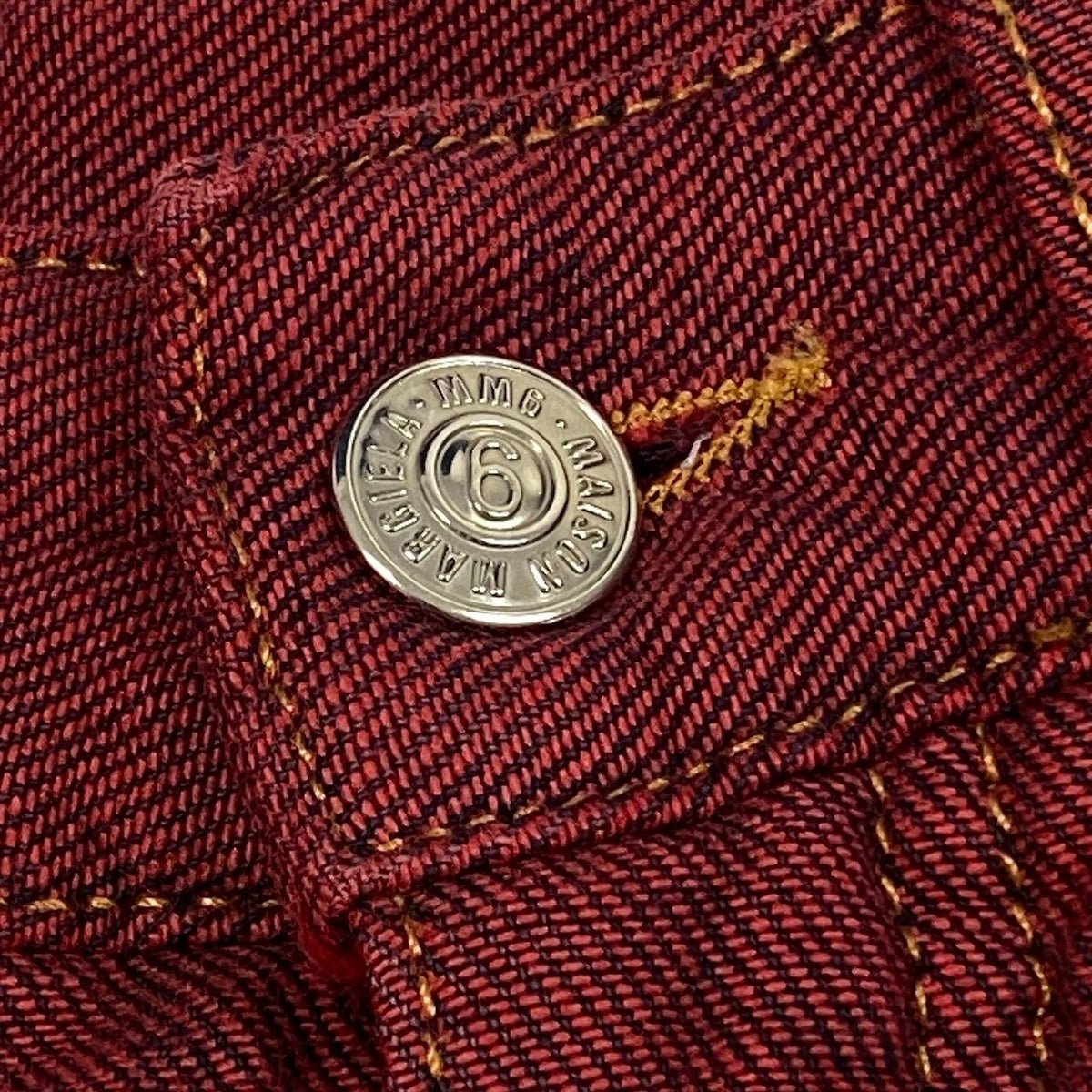 i18 【美品】MM6 MAISON MARGIELA デニムスカート スリットスカート イタリア製 40サイズ バーガンディー コットン100％ レディース 女性用u02t
