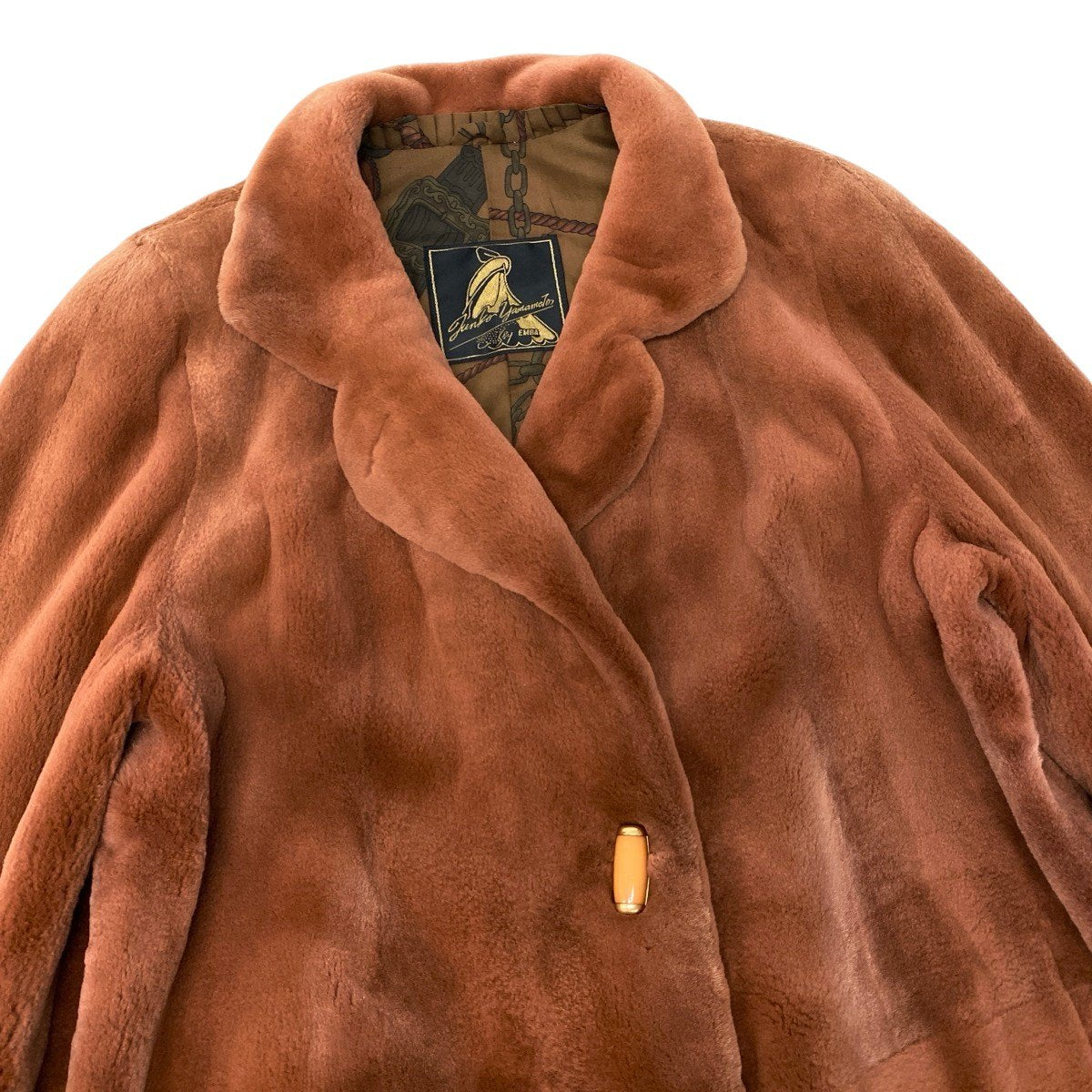 93h8 EMBA エンバ シェアードミンク ファーコート Junko Yamamoto サイズM オレンジ 本毛皮 Mink Fur Coatt18r