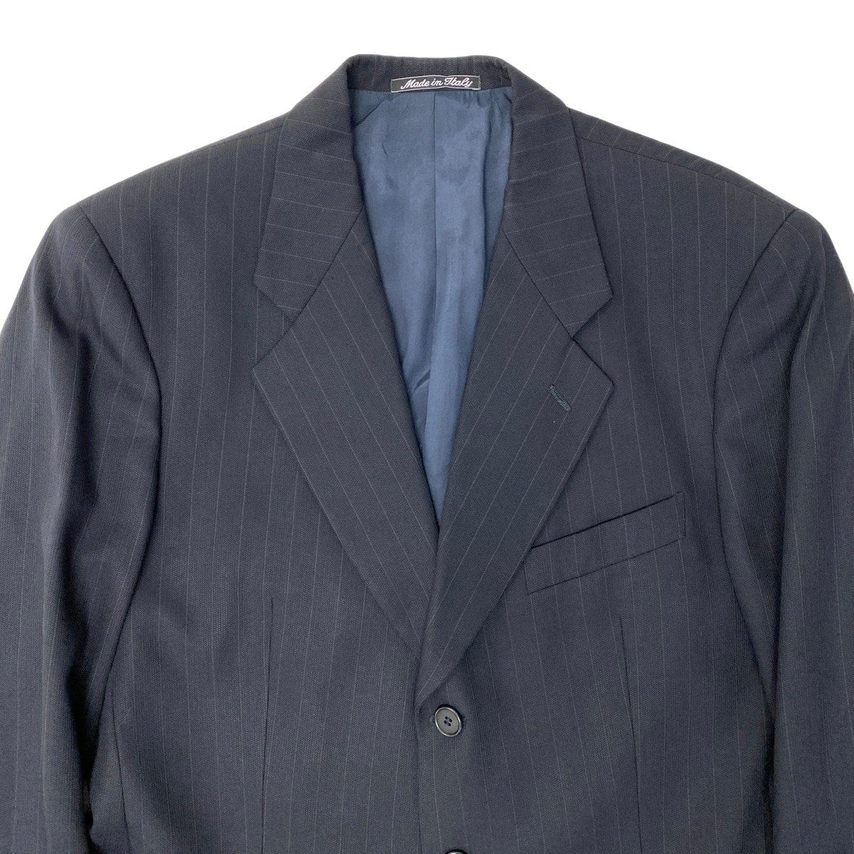 92g27 GIORGIO ARMANI LE COLLEZIONI  ジョルジオアルマーニ コレツィオーニ セットアップ シングルスーツ 3B ストライプ柄 サイズ50 ブラック メンズ 紳士服o07t