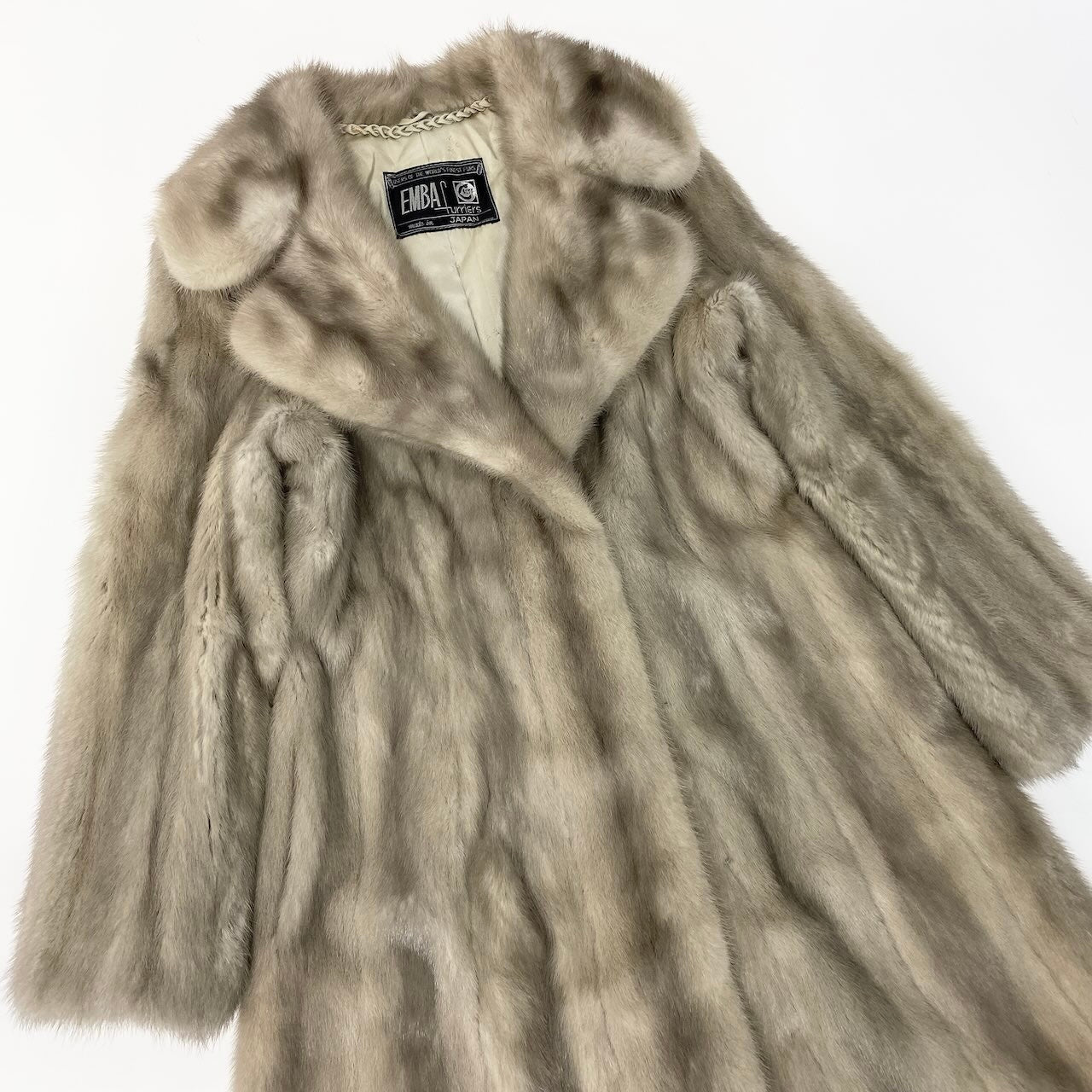 25c14 EMBA エンバ サファイアミンク 超ロングコート 丈107cm サイズF シルバーグレー 最高級本毛皮 Sapphire Mink Fur Super Long Coatt18r