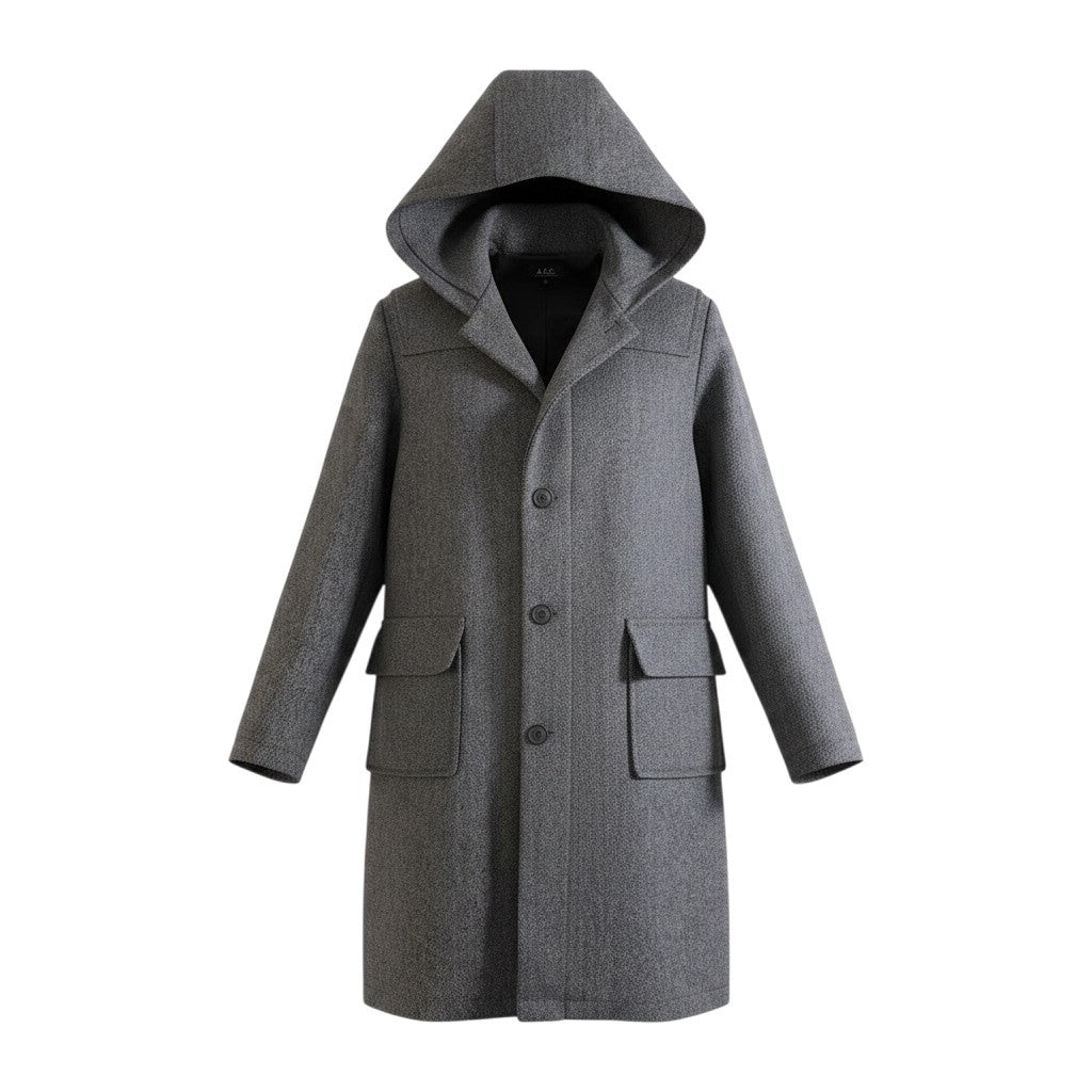 62j29 A.P.C. アーペーセー フランス製 フーデットコート ウールブレンド サイズ3 グレー系 メンズu02t