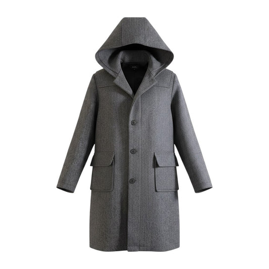 62j29 A.P.C. アーペーセー フランス製 フーデットコート ウールブレンド サイズ3 グレー系 メンズu02t