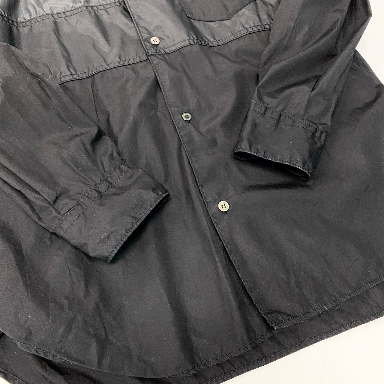 87a29 COMME des GARCONS HOMME コムデギャルソン オム 長袖シャツ パッチワークシャツ 異素材切替 AD2023 HL-B001 Mサイズ ブラック メンズ 男性用o07t