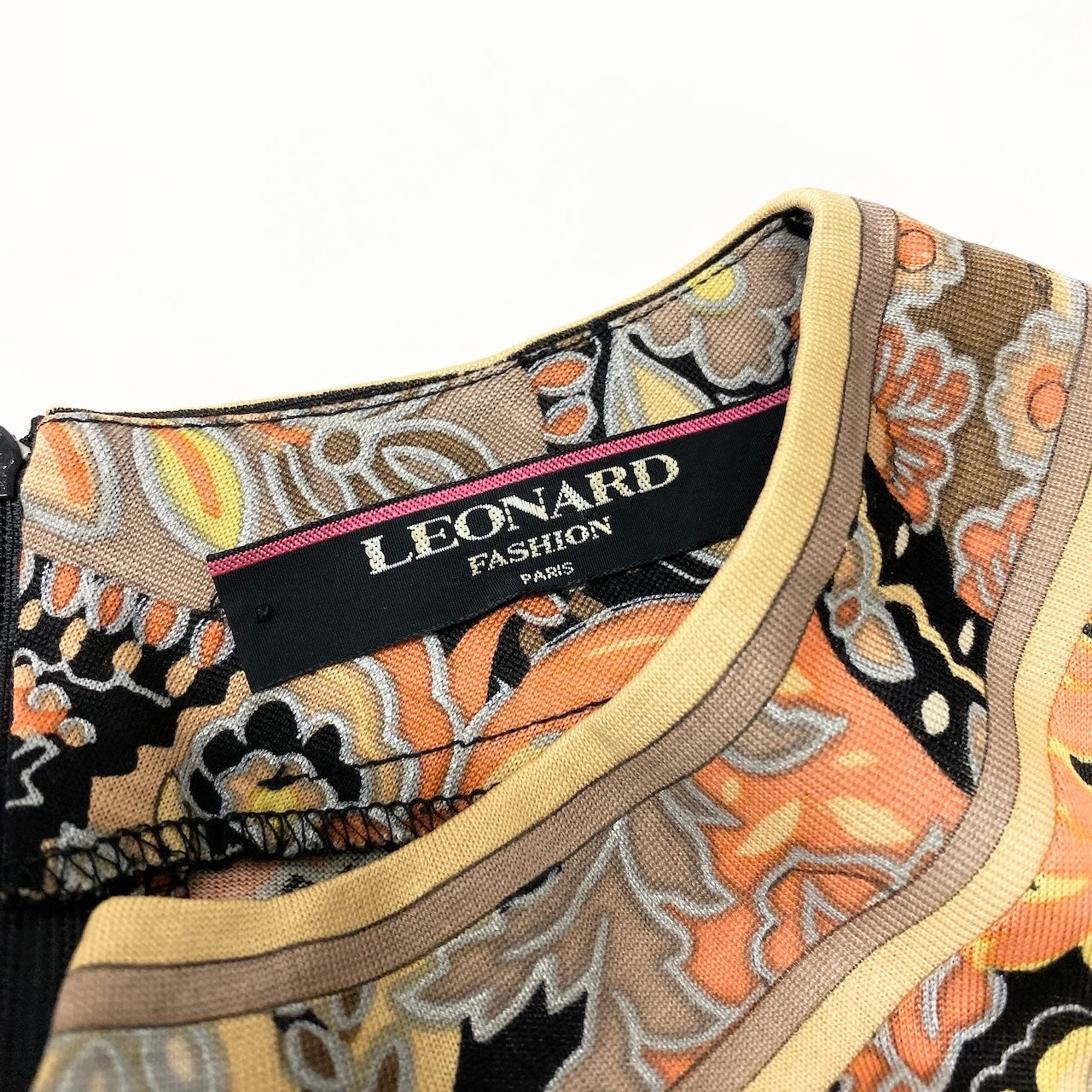 5d13 LEONARD FASHION レオナール ロングスリーブワンピース ペイズリー柄 花柄プリント サイズL マルチカラー ウールシルク レディース 女性用o07t
