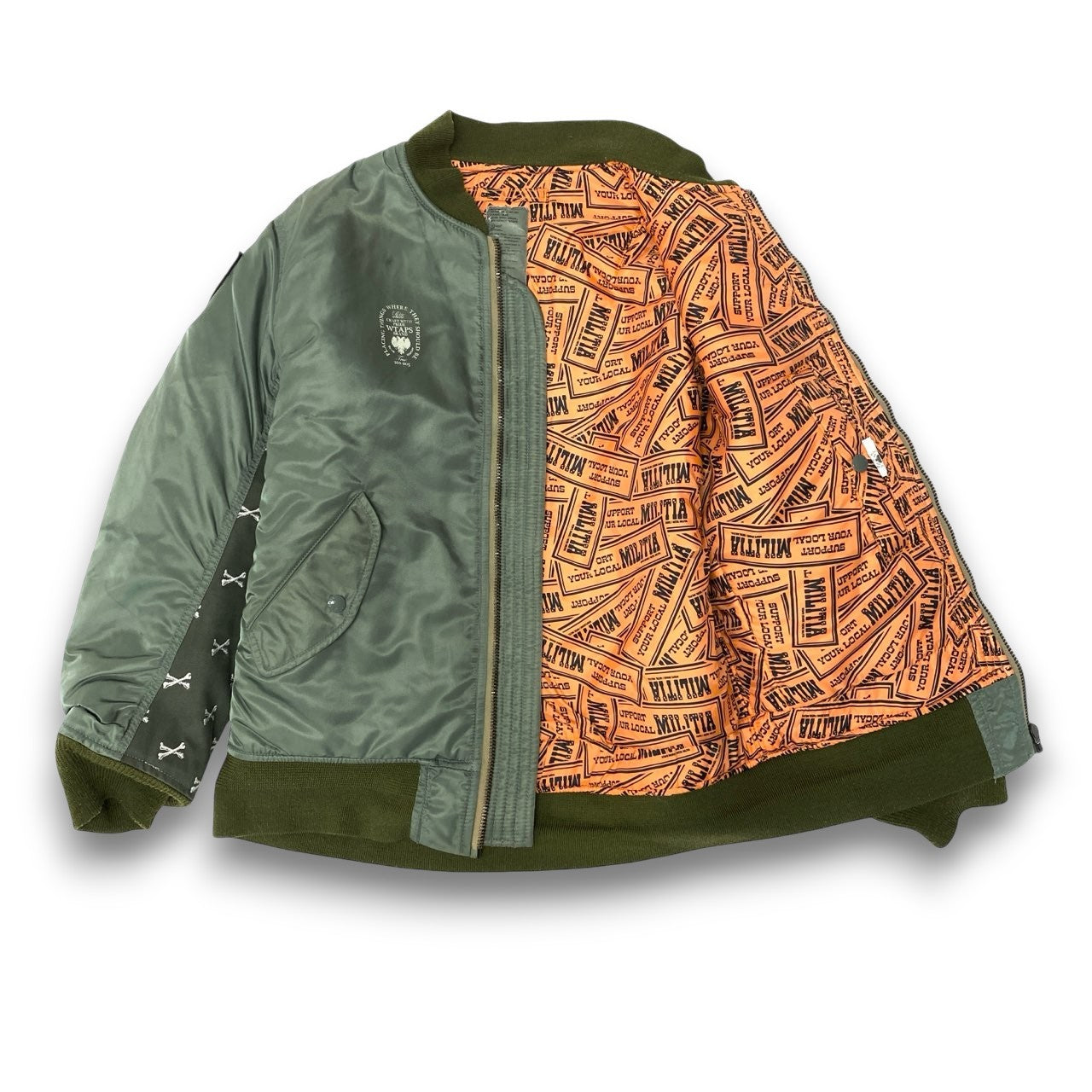 80c10 WTAPS ダブルタップス MA-1 フライトジャケット RED DAWN 刺繍 アウター GWDT-JK-M01 カーキ ナイロン100％ メンズ 男性用o07t