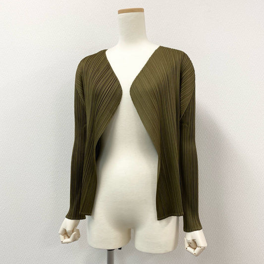 77i8 PLEATS PLEASE ISSEY MIYAKE プリーツプリーズ イッセイミヤケ 日本製 長袖プリーツカーディガン 羽織 ジャケット PP03-J0131 3 ブラウン系 レディースo07t