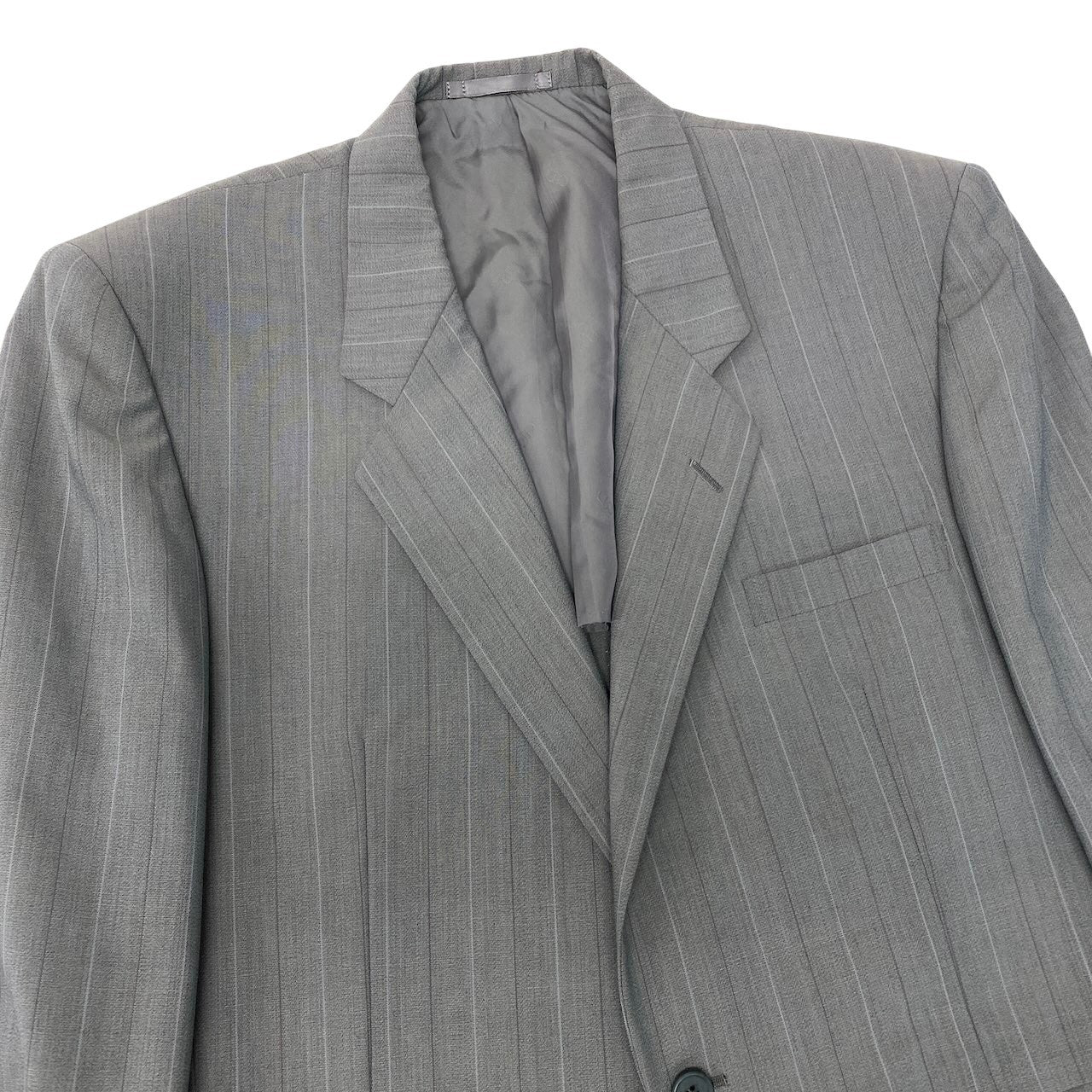 68g4 Christian Dior MONSIEUR クリスチャンディオール セットアップ シングルスーツ ストライプ柄 サイズAB6 グレー ウール100％ メンズ 紳士服o07t