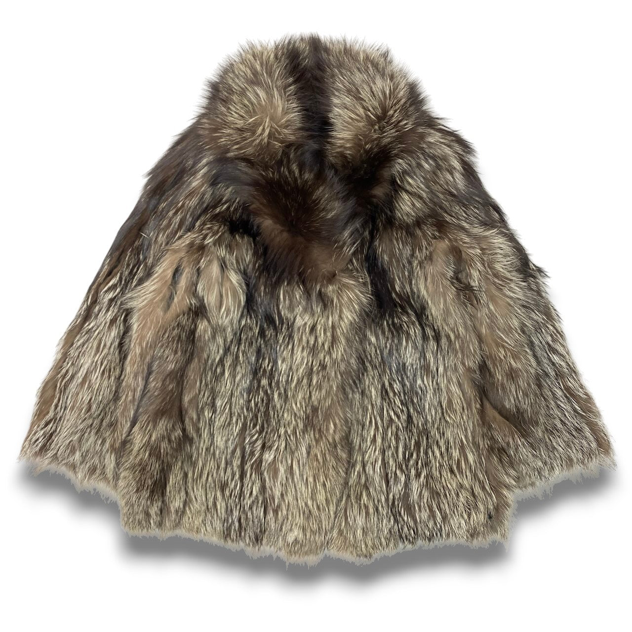 70c24 SAGA FOX サガフォックス 金サガ シルバーフォックス ファーコート サイズ11 茶系 最高級本毛皮 Silver Fox Fur Coatt18r