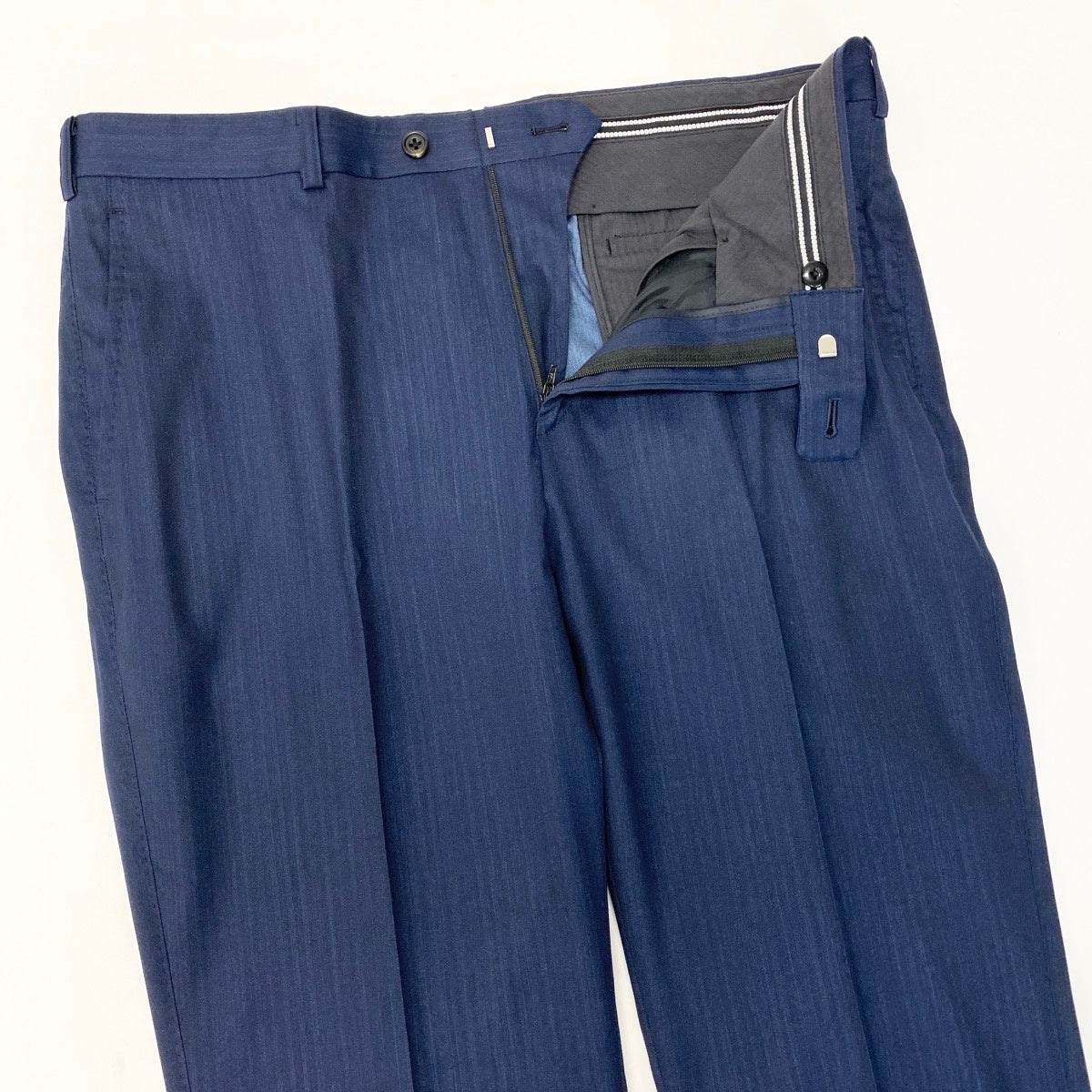 36e27 【美品】 azabu tailor 麻布テーラー Loro Piana ロロピアーナ生地 セットアップ オーダースーツ シングル 2B XLサイズ ネイビー メンズ 紳士服u02t
