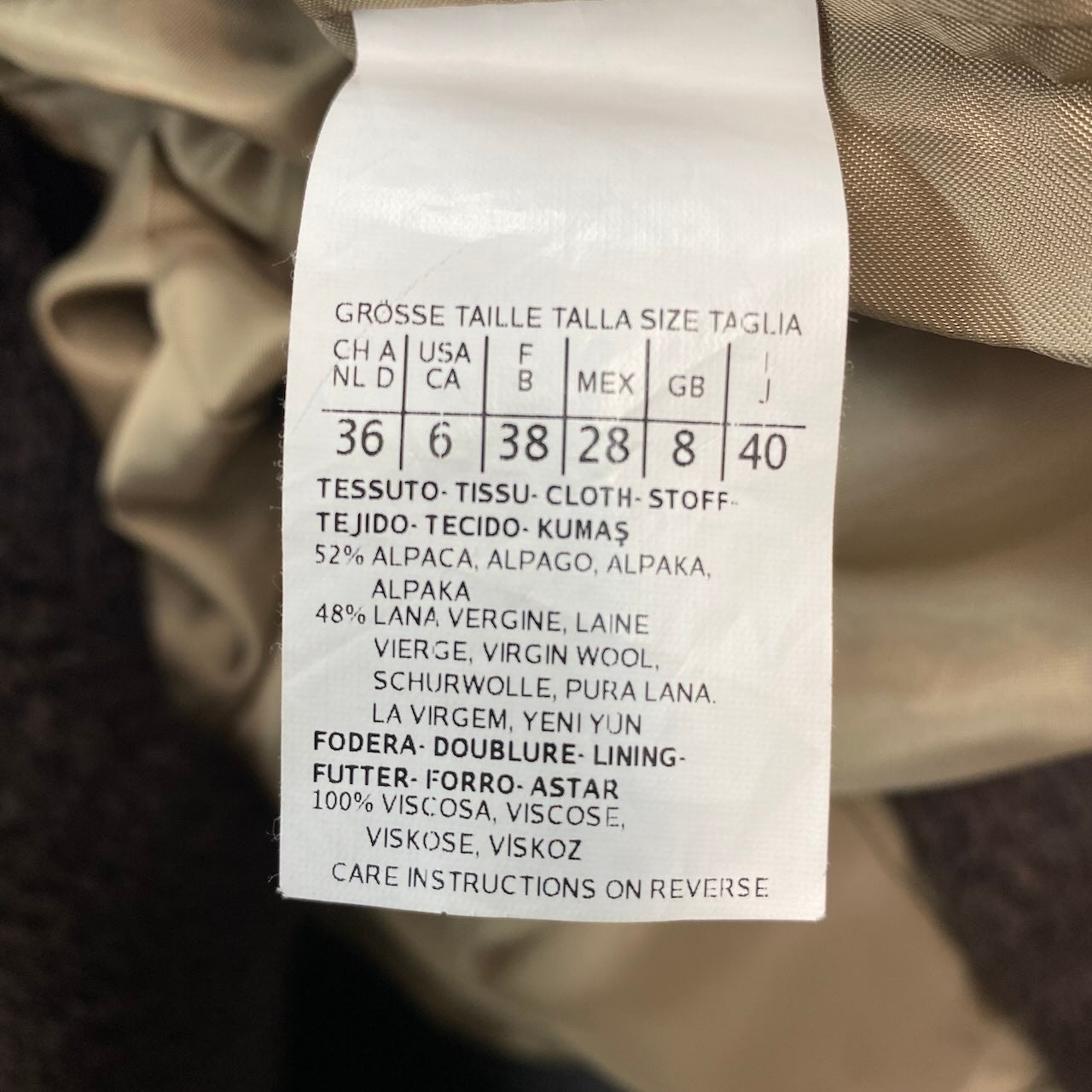 7g15【美品】 MaxMara マックスマーラ スタンドカラーコート ボリュームネック ダブルブレスト アルパカ混 サイズ40 ブラウン レディース 女性用u02t