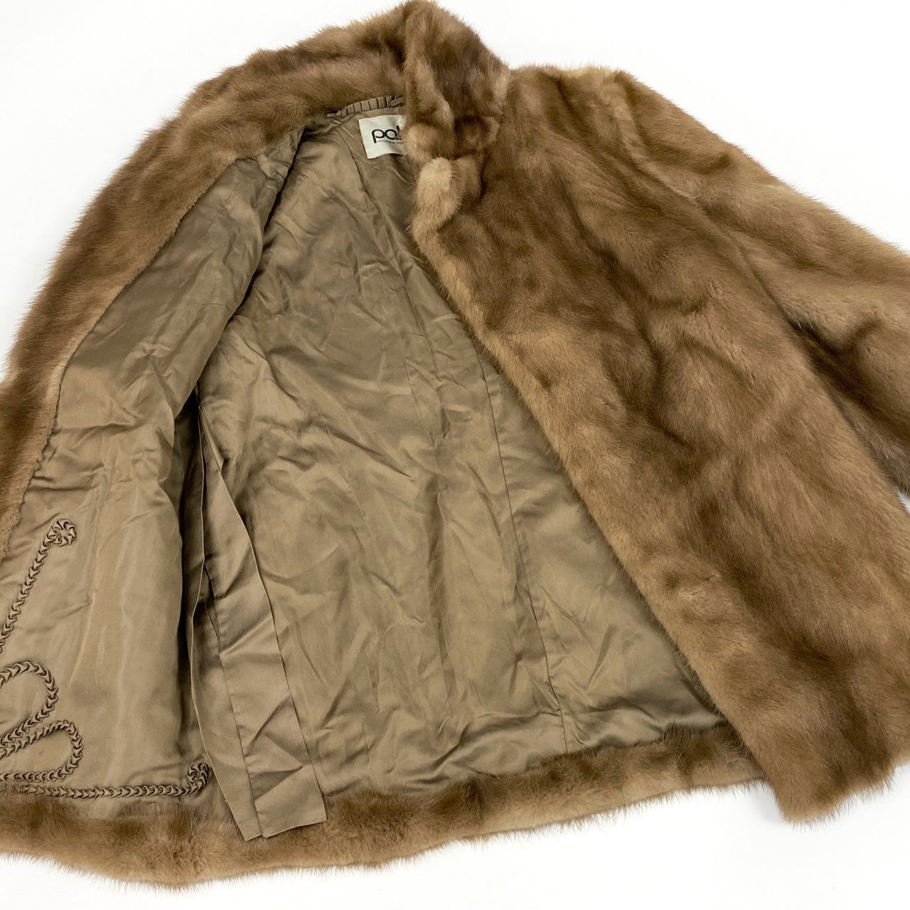 27L1 palody パステルミンク ミンクコート 毛皮コート サイズ13号 ライトブラウン レディース MINK FURk02i