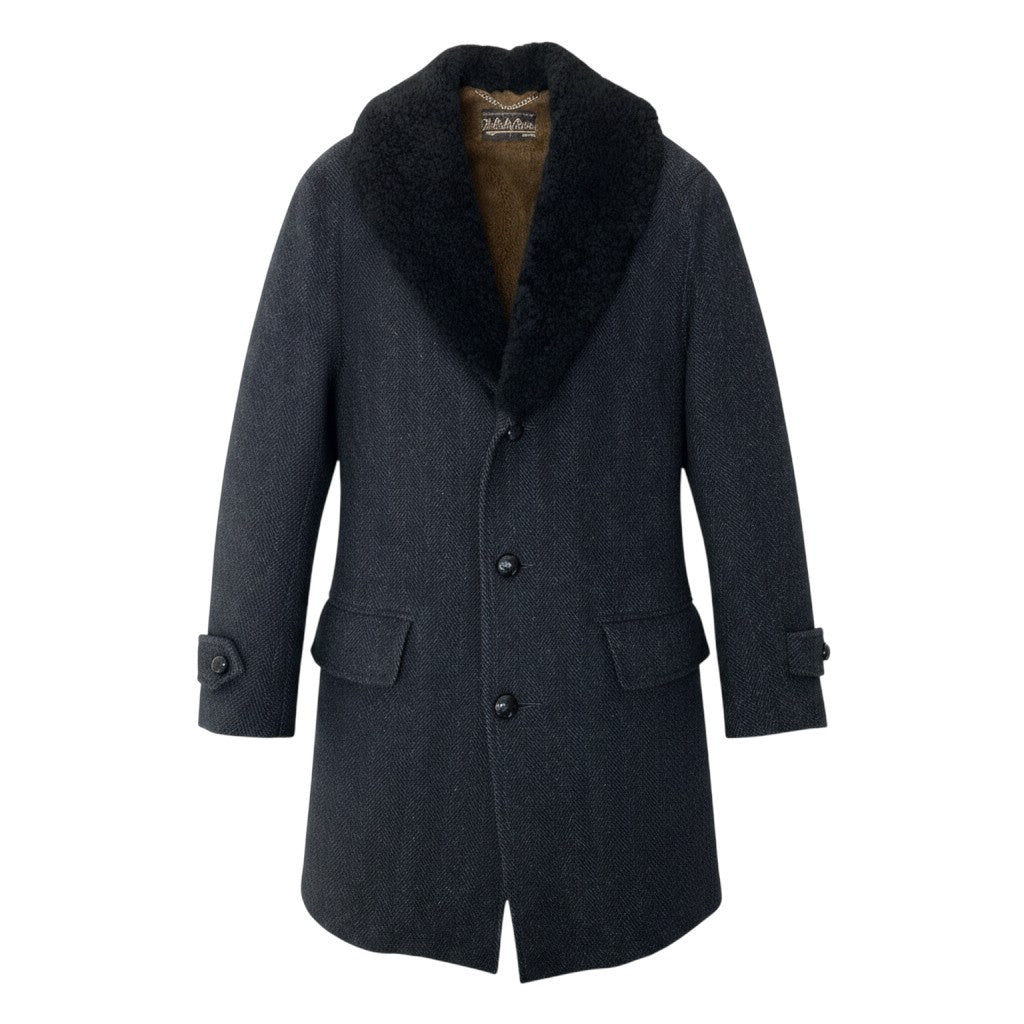 42h18 WACKO MARIA ワコマリア Ermenegildo Zegna ギャングコート アルパカブレンド 羊革 ボアカラー  S ブラック系 メンズ 男性用t18r