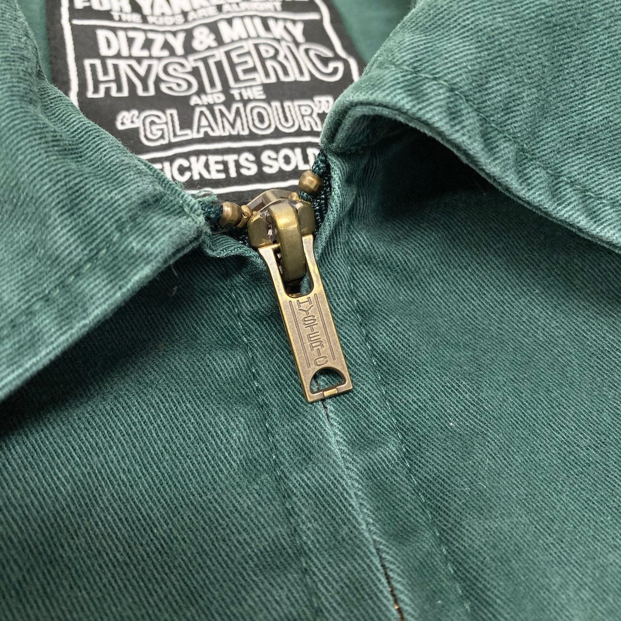 42c26 HYSTERIC GLAMOUR ヒステリックグラマー ヒスガール スイングトップ ジャケット サイズS グリーン ユーズド加工 ブルゾンt18r