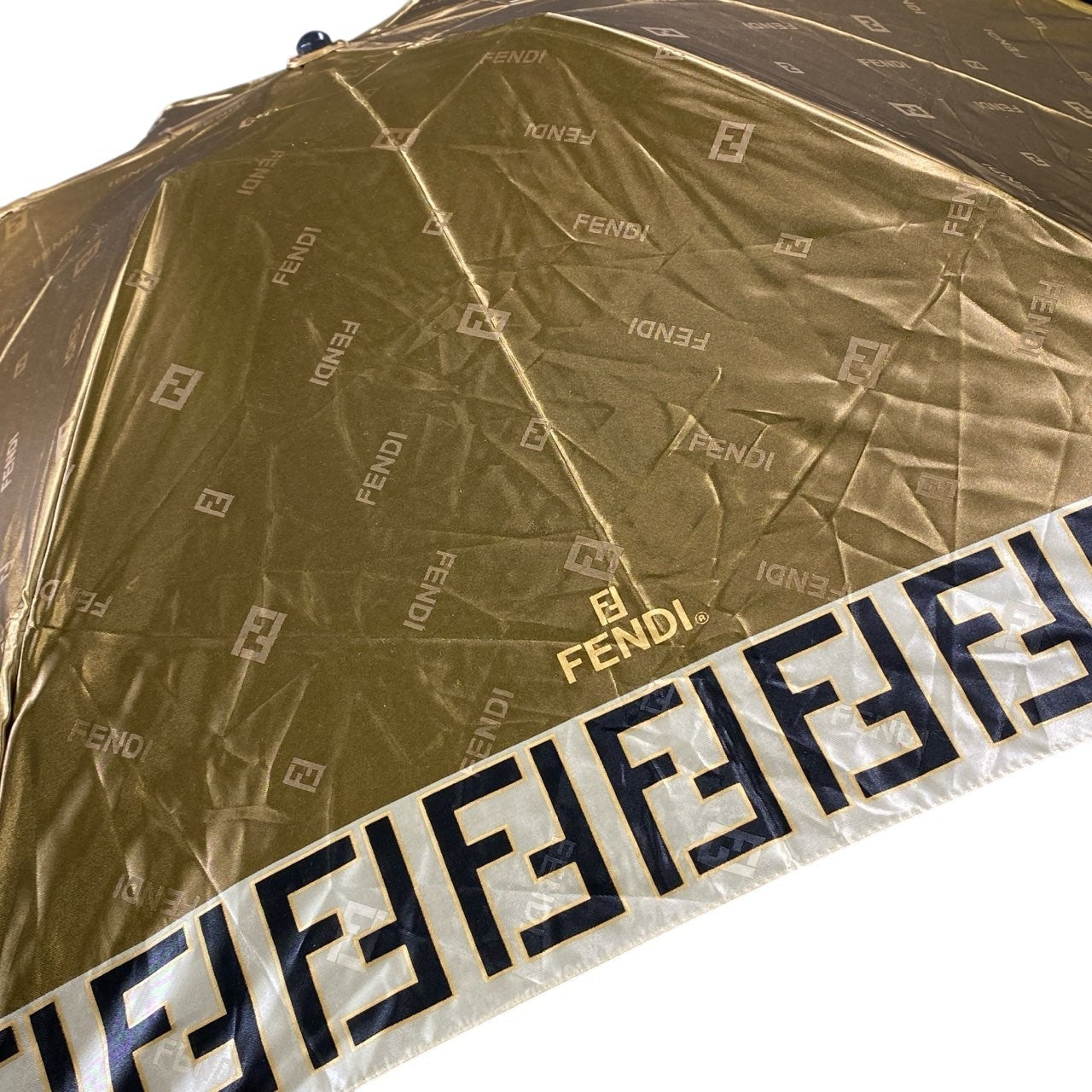 a6 FENDI フェンディ ズッカ柄 折り畳み傘 雨傘 ズッキーノ ムーンバット ゴールド レディースk02i