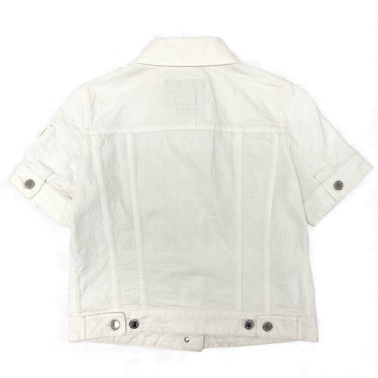 11k28 LOUIS VUITTON ルイヴィトン 半袖デニムジャケット モノグラム ジャガード 38 ホワイト コットン レディース イタリア製u02t