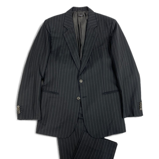 68L11 GIORGIO ARMANI ジョルジオアルマーニ シングルスーツ セットアップ ビジネス テーラードジャケット スラックス 52 ブラック ストライプ ピュアウール メンズ 男性用 イタリア製u02t