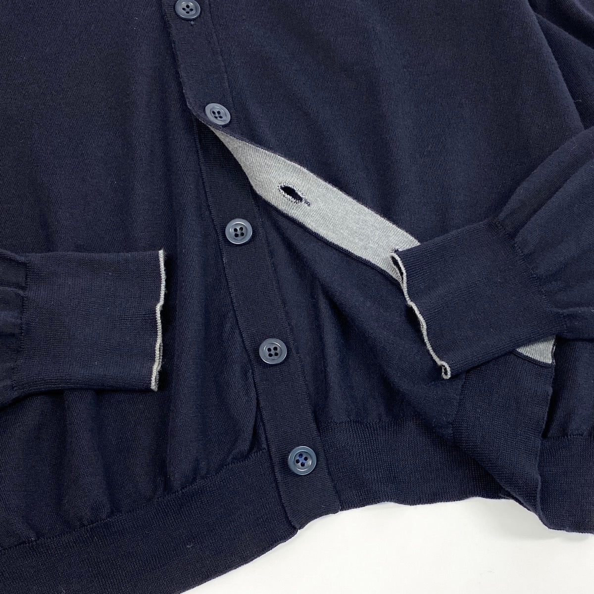 Me25 BRUNELLO CUCINELLI ブルネロクチネリ ハイゲージ ニットカーディガン サイズ48 ネイビー コットン100％ メンズ 紳士服k02i