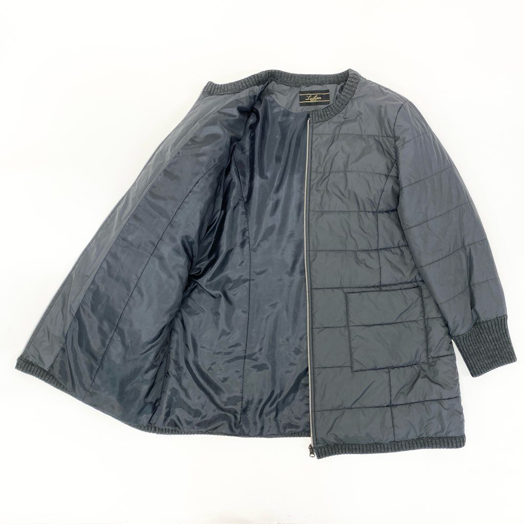 81L15 【美品】Leilian レリアン 中綿キルティングジャケット ナイロンジャケット コート アウター 17+サイズ グレー  レディースu02t
