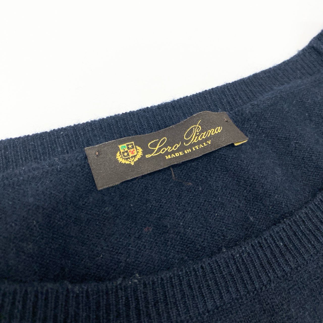 52k23 Lolo Piana ロロピアーナ ニットセーター クルーネック ロングスリーブ ボーダー イタリア製 レディース 42 ネイビー ホワイトu02t