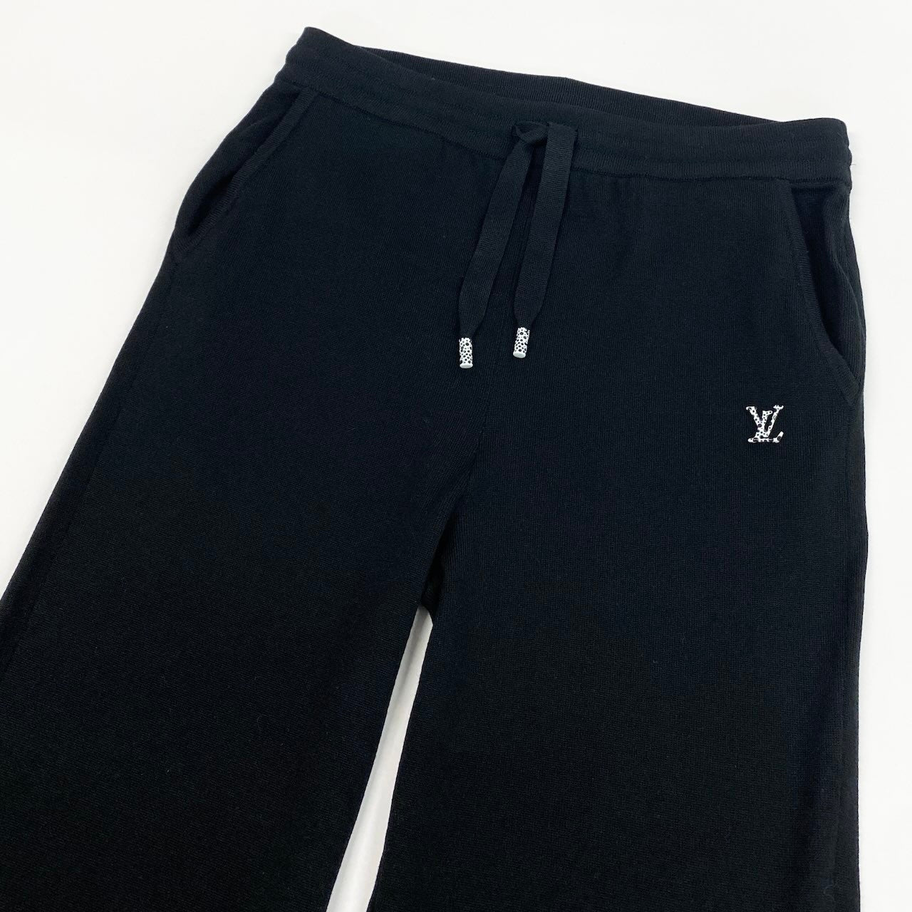 Id2 《極美品》 LOUIS VUITTON ルイヴィトン × 草間彌生 LV ニットスウェットパンツ LV Knit Sweat Pants サイズL ブラック Yayoi Kusamat18r