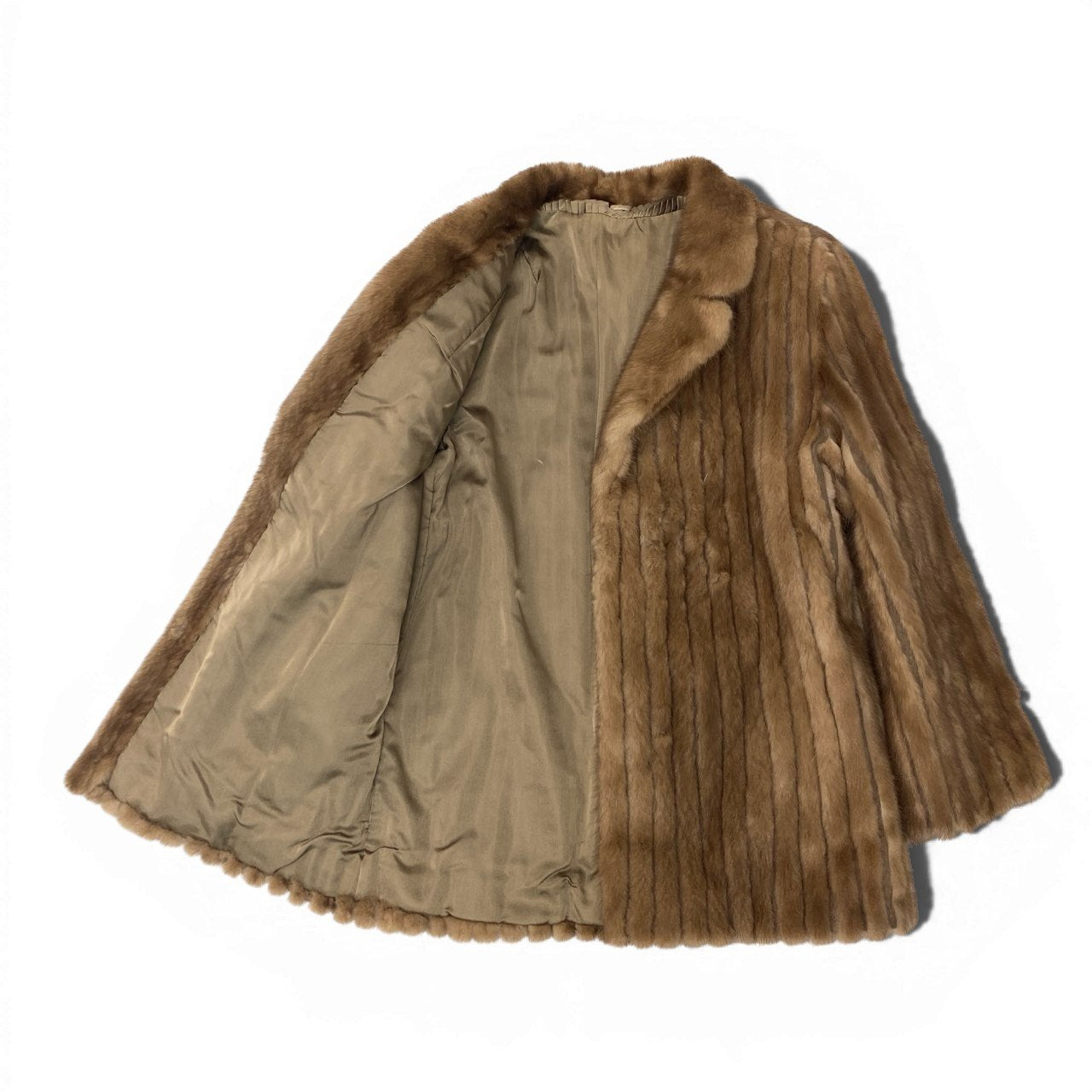 38c4 パステルミンク ファーコート サイズ9 ブラウン 本毛皮 Pastel Mink Fur Coat 毛質◎t18r