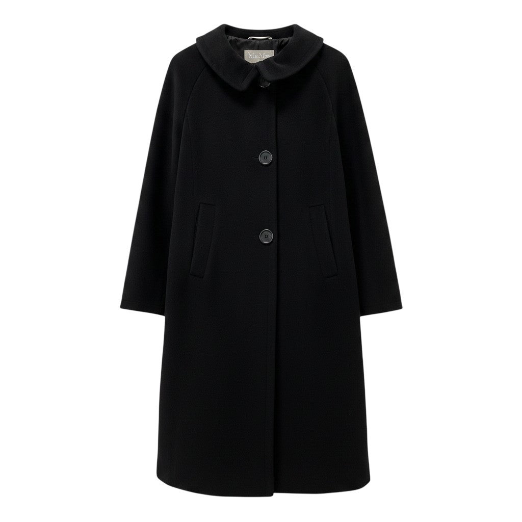 85g5 Max Ｍara マックスマーラ ステンカラーコート ロングコート イタリア製 サイズ40 ブラック ウール100％ レディース 女性用u02t