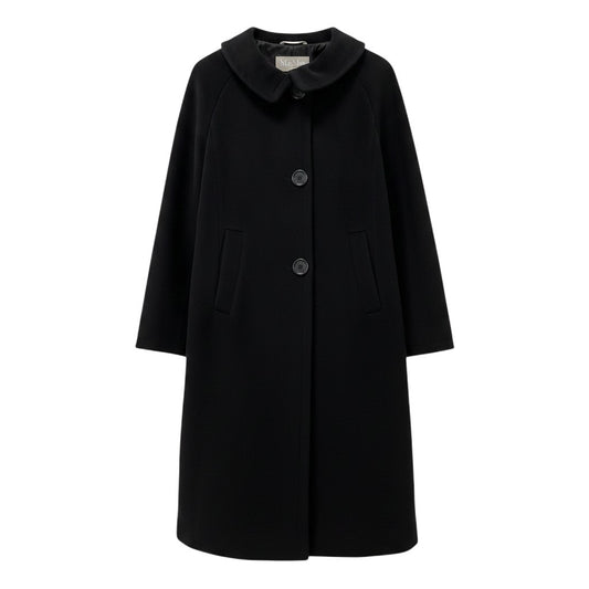 85g5 Max Ｍara マックスマーラ ステンカラーコート ロングコート イタリア製 サイズ40 ブラック ウール100％ レディース 女性用u02t