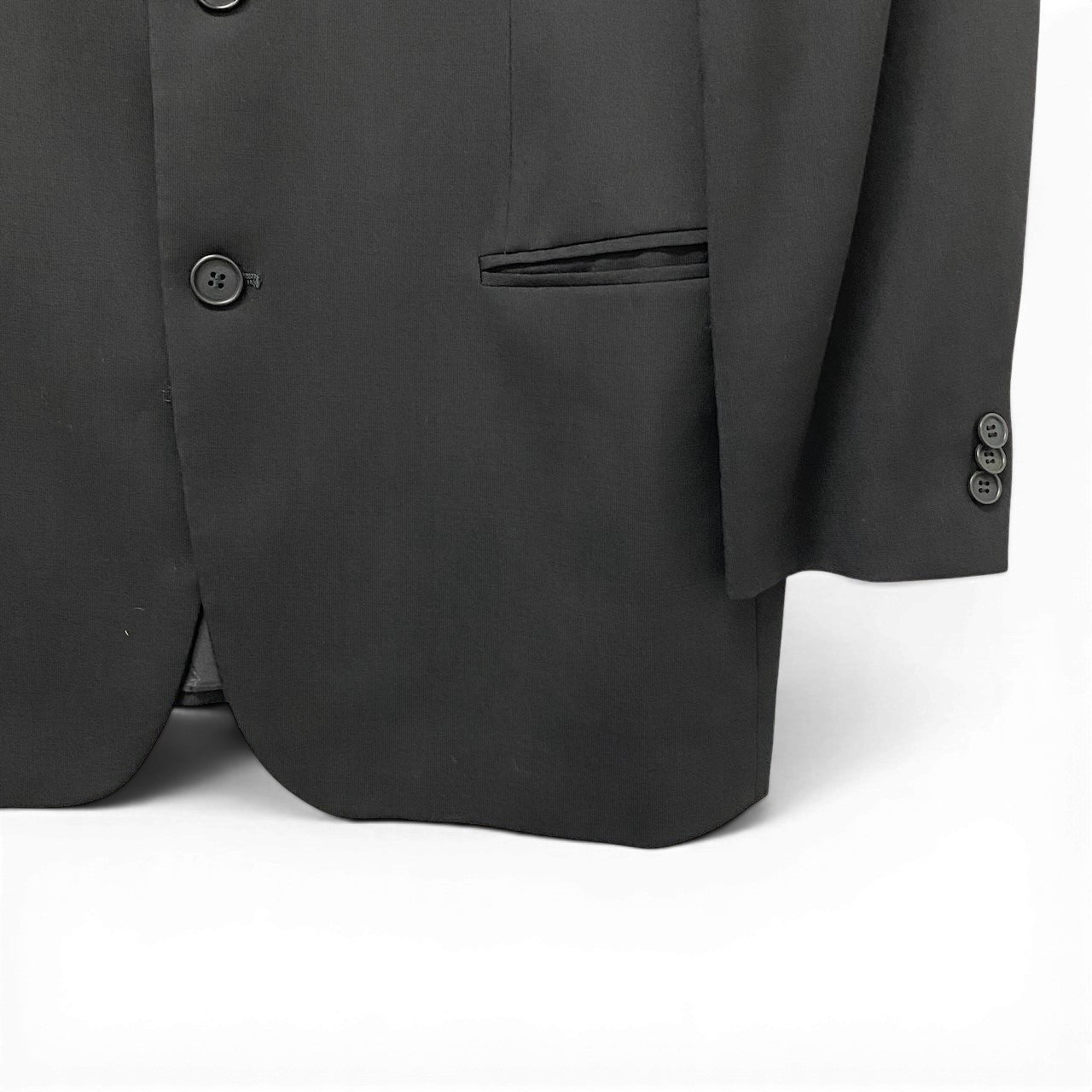81e21 EMPORIO ARMANI エンポリオアルマーニ スーツセットアップ テーラードジャケット スラックス イタリア製 48サイズ ブラック ウール100％ メンズ 男性用u02t