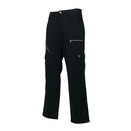 30K18 DOLCE&GABBANA ドルチェアンドガッバーナ マルチジップポケットパンツ カーゴパンツ  ボタンフライ ボトム 30/44サイズ ブラック メンズu02t