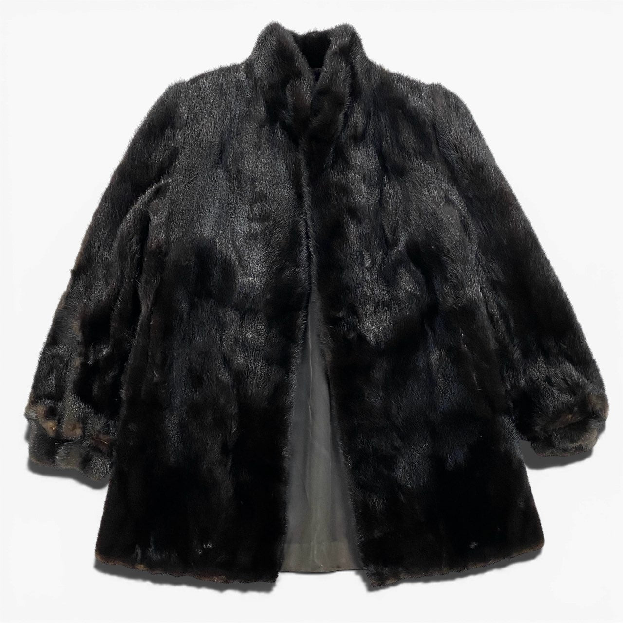 43a21 マホガニーミンク ファーコート サイズ13 ダークブラウン 本毛皮 Mink Fur Coat リアルファー ポケット有t18r