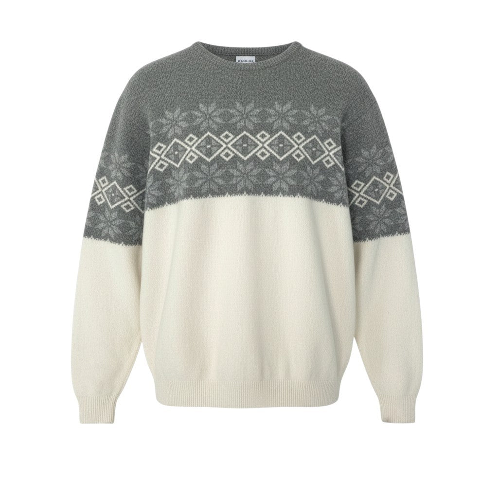 84b27 SEQUEL シークエル クルーネック ニット セーター トップス XL ノルディック柄 メンズu02t