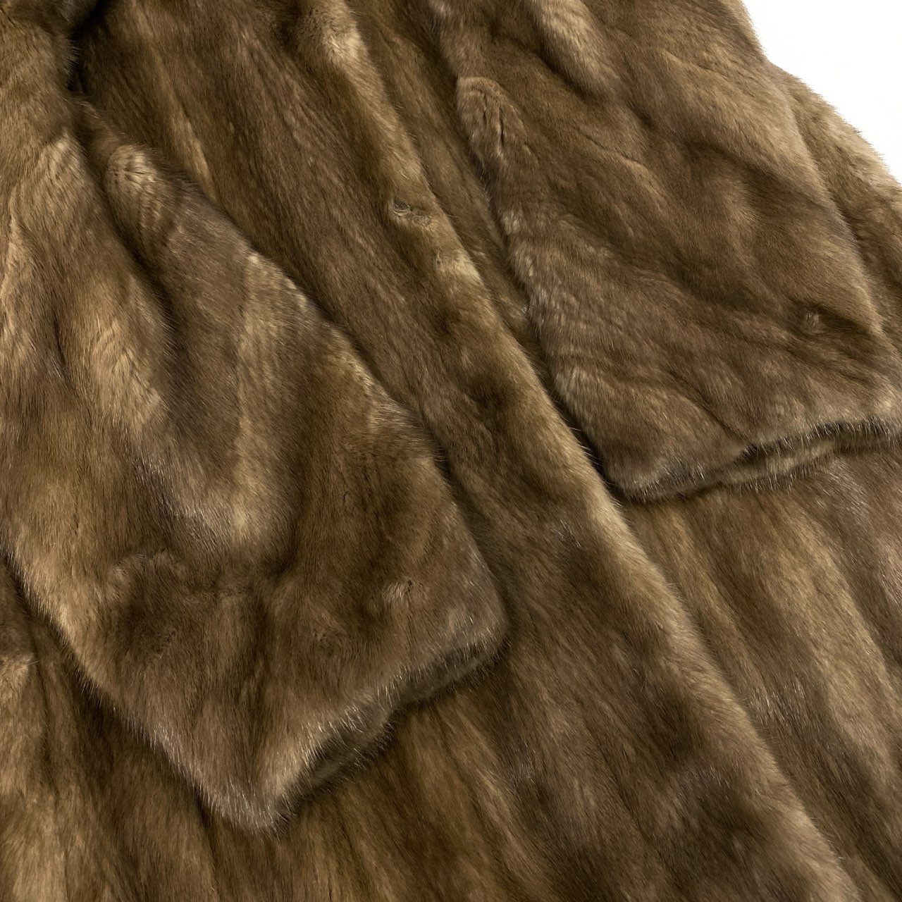 54L4 CRESCE 斜め段デザイン デミバフミンク 着丈110cm 超ロングコート サイズ11号 茶系 最高級本毛皮 MINK FUR リアルファーt18r
