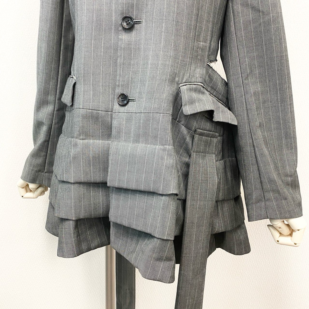 Ak23 COMME des GARCONS コムデギャルソン AD2016 変形ジャケット デザインジャケット サイズS グレー レディースk02i