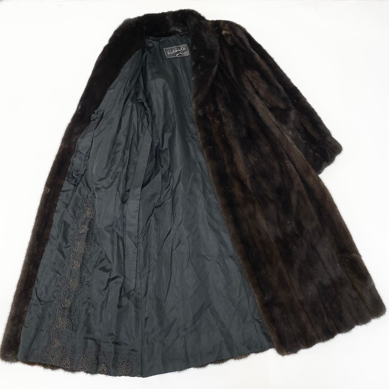47c18 超ロング ダークミンク ファーコート 丈110cm サイズF ダークブラウン 本毛皮 Dark Mink Fur Super Long Coatt18r