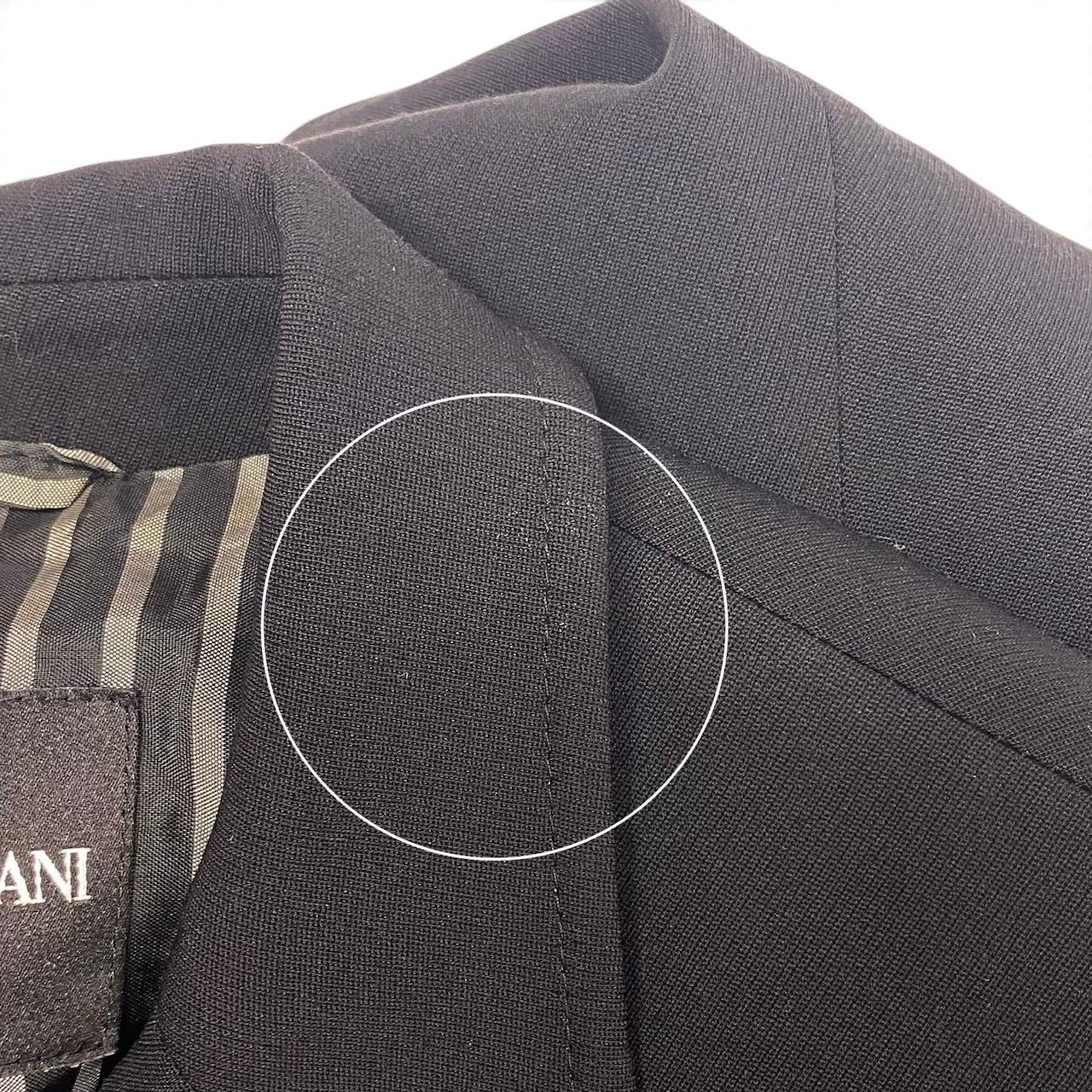 35h31 EMPORIO ARMANI エンポリオアルマーニ チェスターコート ロングコート 裏地ストライプ柄 サイズ38 ブラック レディースo07t