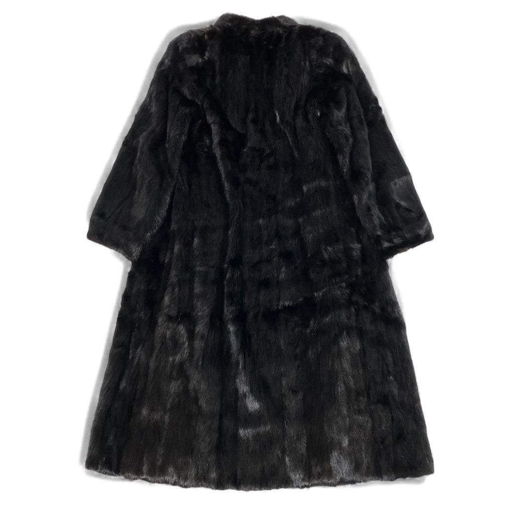 10L15 ダークミンク 丈115cm 超ロングコート サイズ9号 ブラック 本毛皮 MINK FUR リアルファー 毛質◎t18r