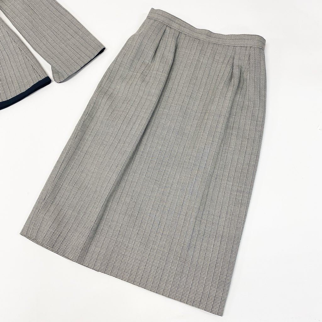 54l28 Christian Dior クリスチャンディオール Vintage セットアップ スーツスカート ダブルブレスト テーラードジャケット タイトスカート 9サイズ アイボリー ネイビー レディース 女性用o07t