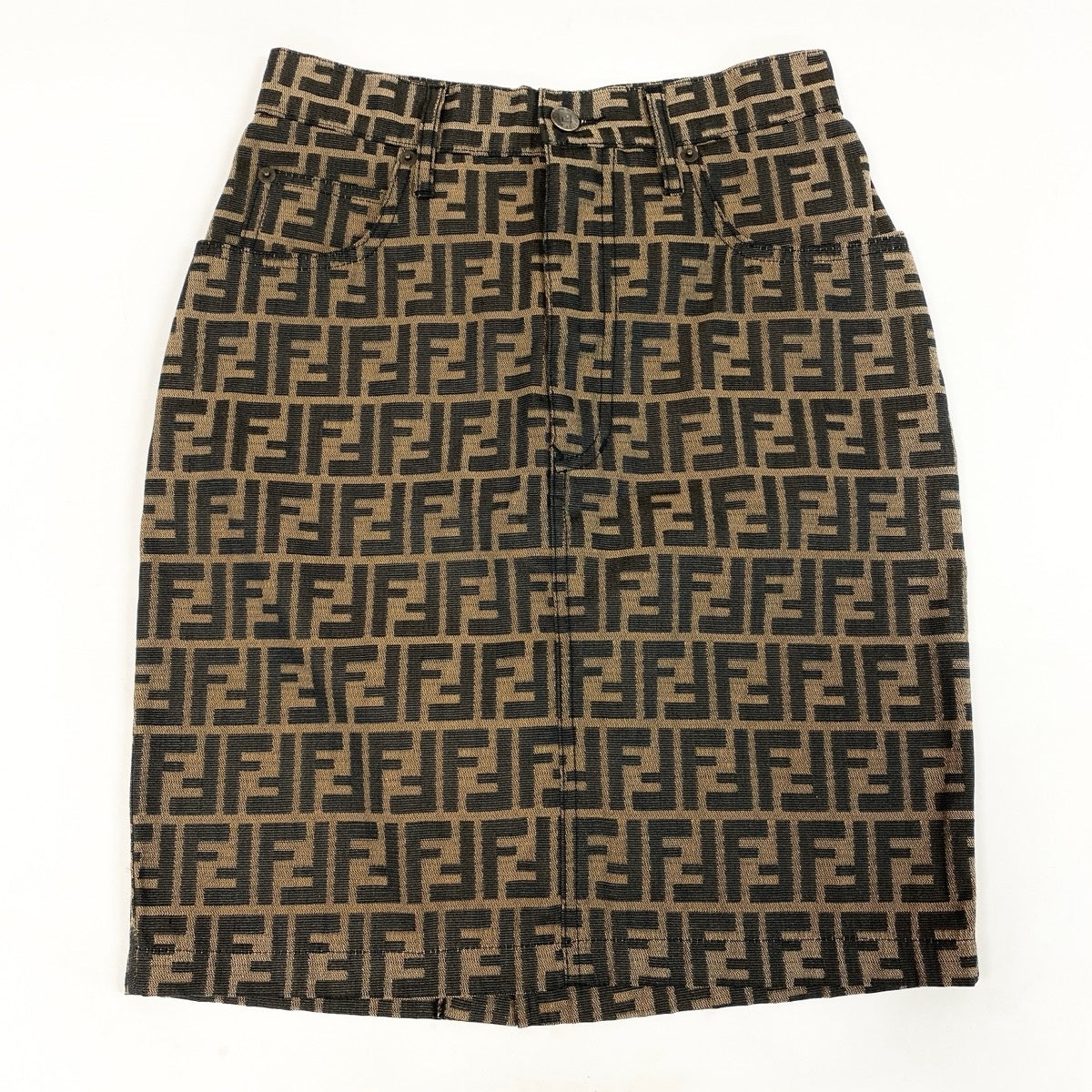 4h10 FENDI フェンディ ズッカ柄 タイトスカート ミニスカート  42 ブラウン レディースu02t