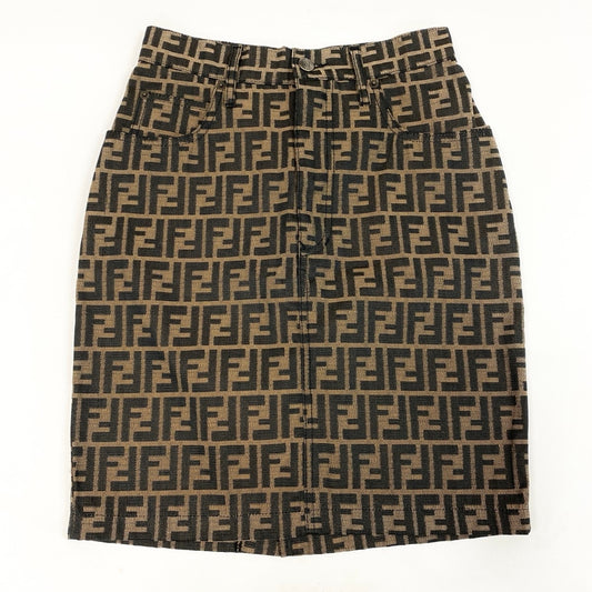 4h10 FENDI フェンディ ズッカ柄 タイトスカート ミニスカート  42 ブラウン レディースu02t