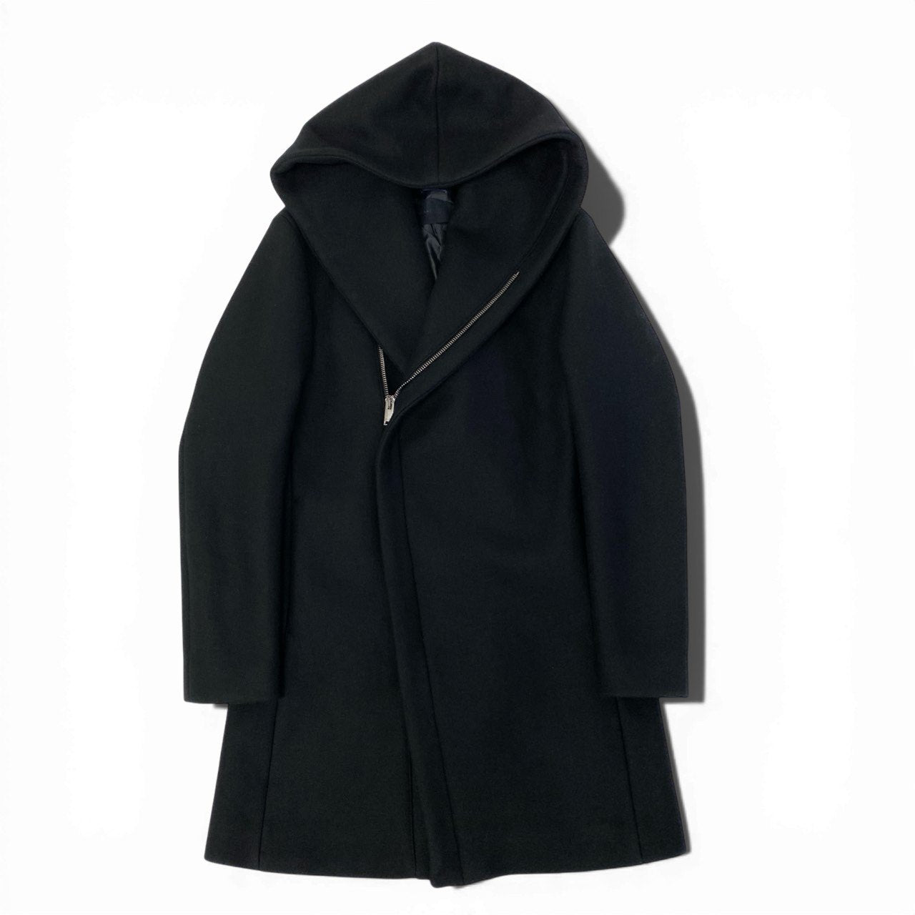 5c3 【美品】JUNHASHIMOTO ジュンハシモト ラップコート カシミヤ混コート フーディーコート アウター 1012120003 5 ブラック メンズ 男性用o07t