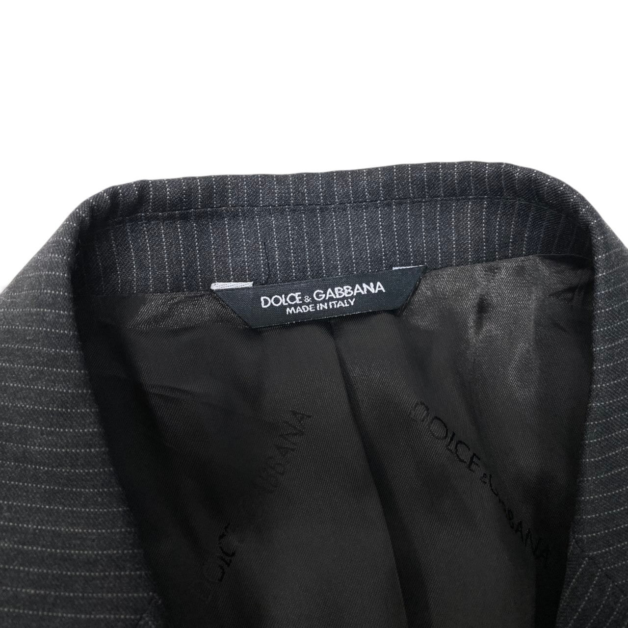 77h20【新品未使用】DOLCE&GABBANA ドルチェアンドガッパーナ スーツセットアップ テーラードジャケット スラックス ストライプ イタリア製 52サイズ グレー ウール100％ メンズ 男性用k02i