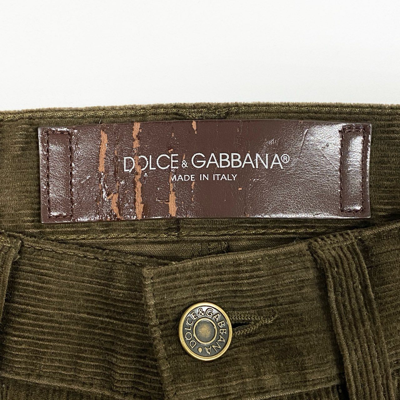 31L8 DOLCE&GABBANA DENIM ドルチェアンドガッパーナ イタリア製 14STRETCH コーデュロイパンツ ボトムス 伸縮ストレッチ○ メンズ 紳士服 44 カーキ系k02i