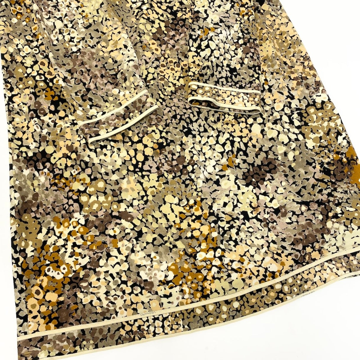 80e6 LEONARD PARIS レオナール シルクワンピース ロングワンピース 長袖 総柄プリント サイズ42 マルチカラー シルク100％ レディース女性服o07t