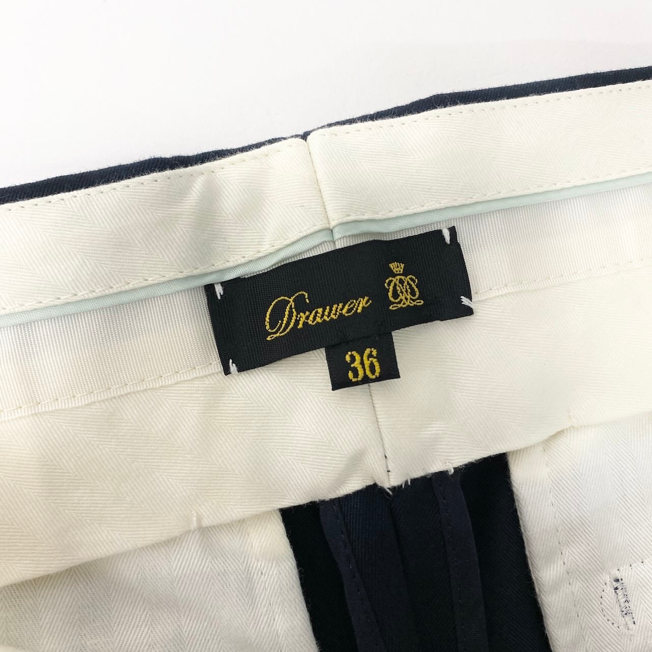 56e12 Drawer ドゥロワー コットンギャバベーシックパンツ スラックス ボトムパンツ 6514-236-0970 36サイズ ネイビー コットン100％ レディース 女性用u02t