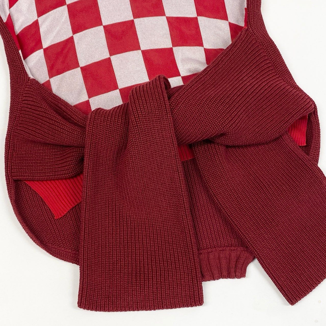 Ac6 【未使用タグ付き】定価9万 MM6 エムエムシックス メゾンマルジェラ フラッグチェック 変形ニット デザインニットセーター サイズS レディースk02i